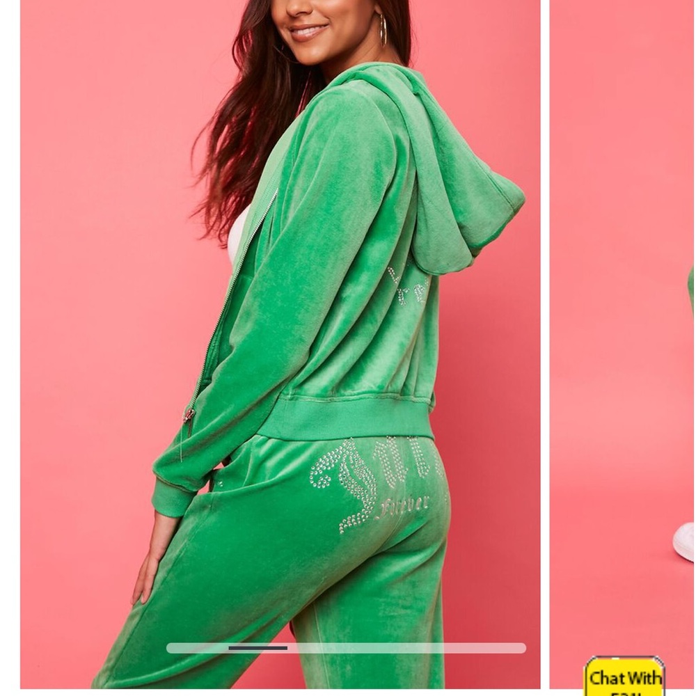 forever 21 juicy couture green tracksuit top and bottoms size small. Worn once.